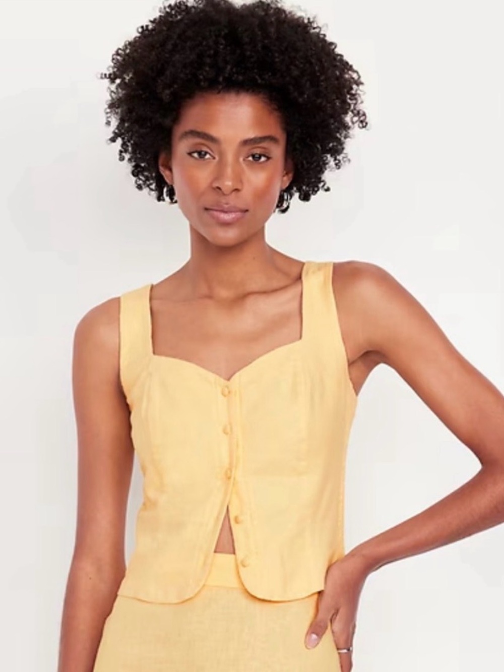 Old Navy Yello linen blend Button-Front tank